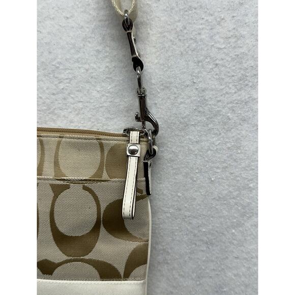 COACH SWING PACK SIGNATURE STRIPE CROSSBODY WHITE KHAKI - Picture 4 of 12